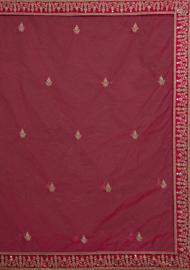 Rani Pink Zariwork Net Designer Lehenga-Koskii