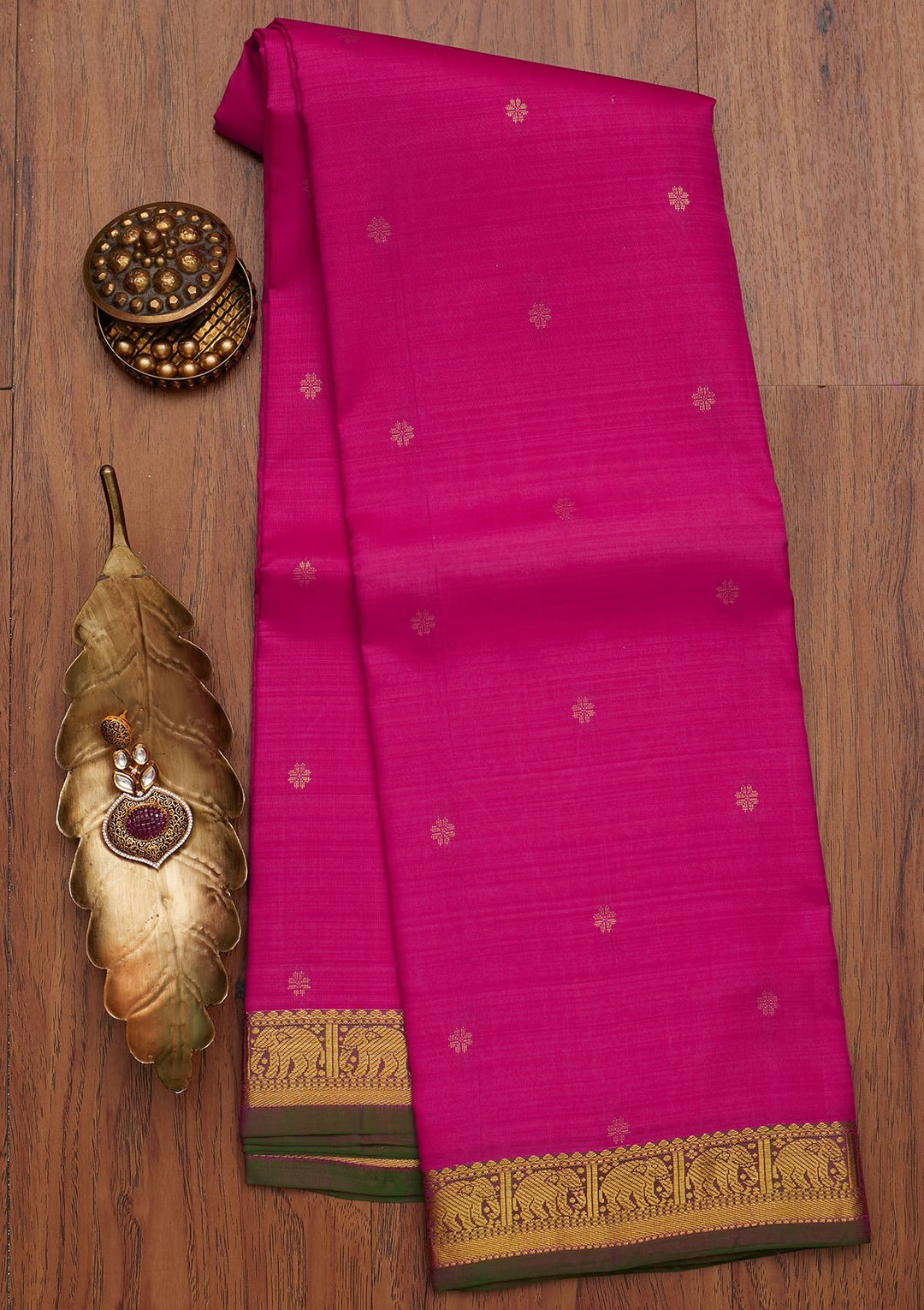 Rani Pink Zariwork Pure Silk Designer Saree - koskii