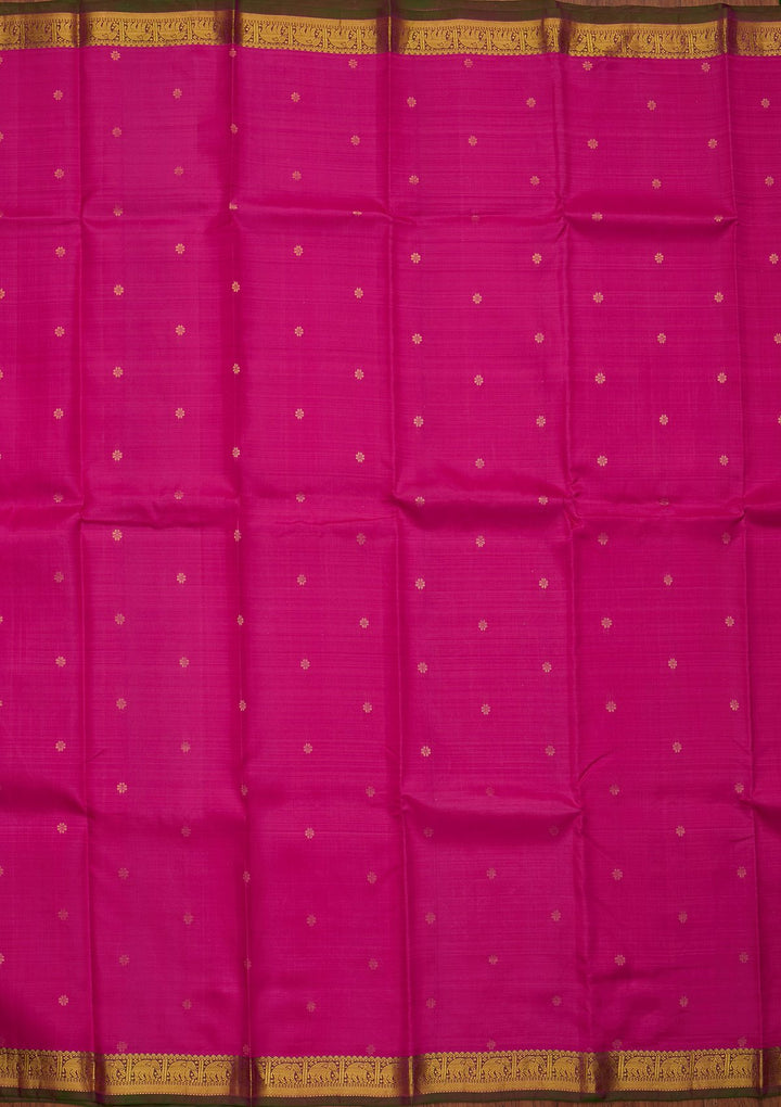 Rani Pink Zariwork Pure Silk Designer Saree - koskii