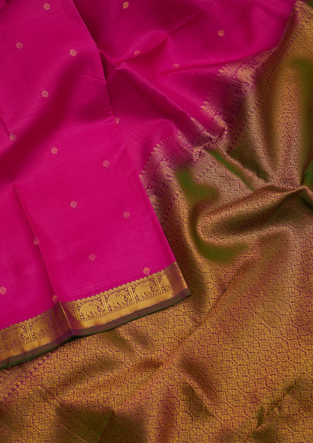 Rani Pink Zariwork Pure Silk Designer Saree - koskii