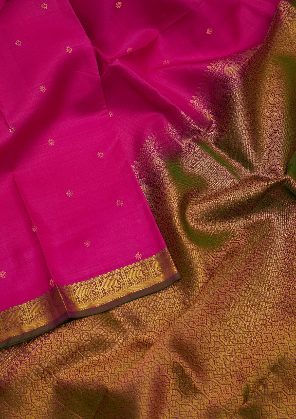 Rani Pink Zariwork Pure Silk Designer Saree - koskii