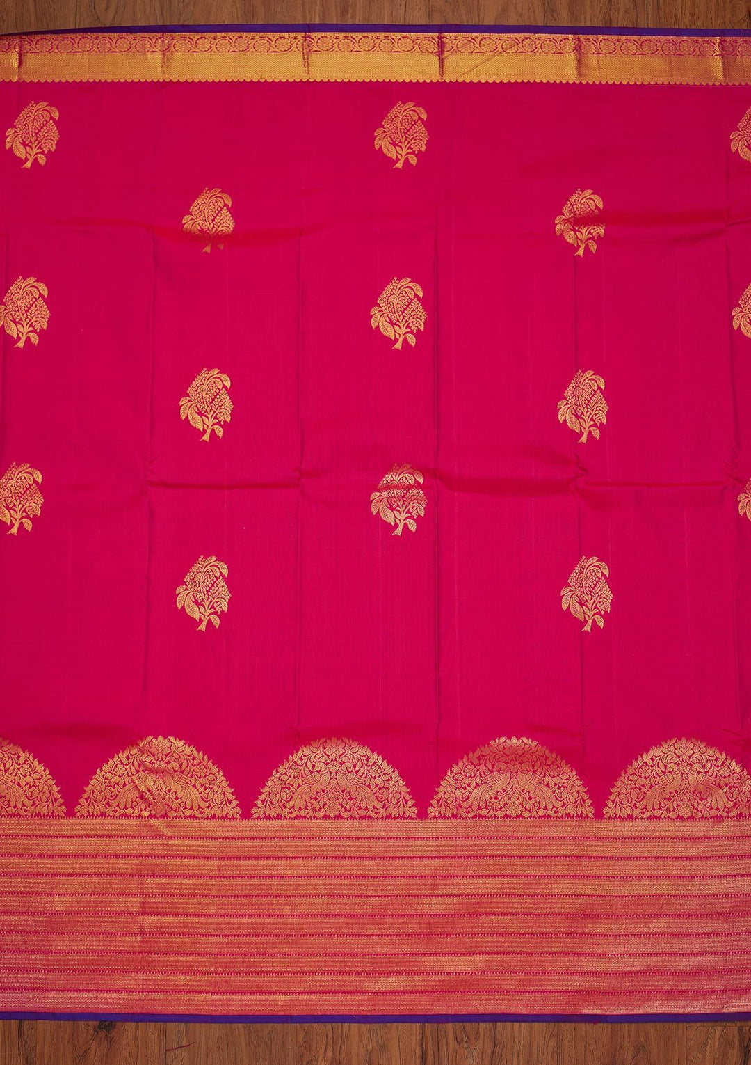 Rani Pink Zariwork Pure Silk Designer Saree - koskii