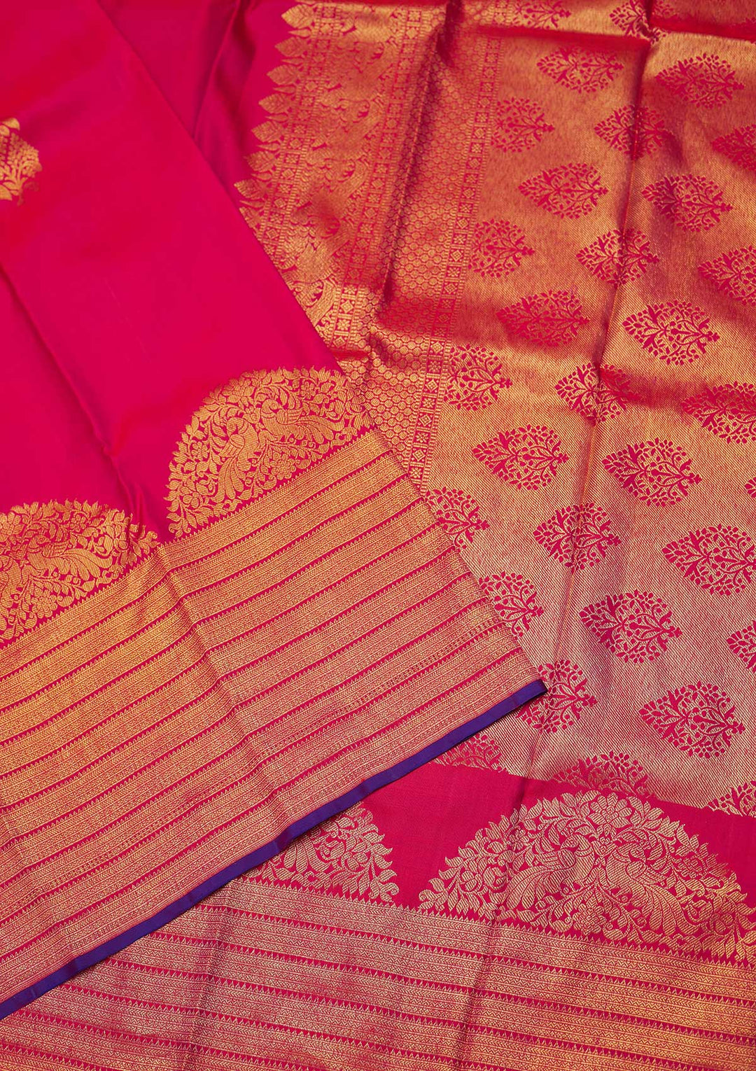Rani Pink Zariwork Pure Silk Designer Saree - koskii