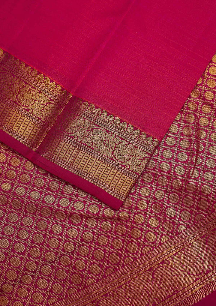 Rani Pink Zariwork Pure Silk Designer Unstitched Saree - Koskii