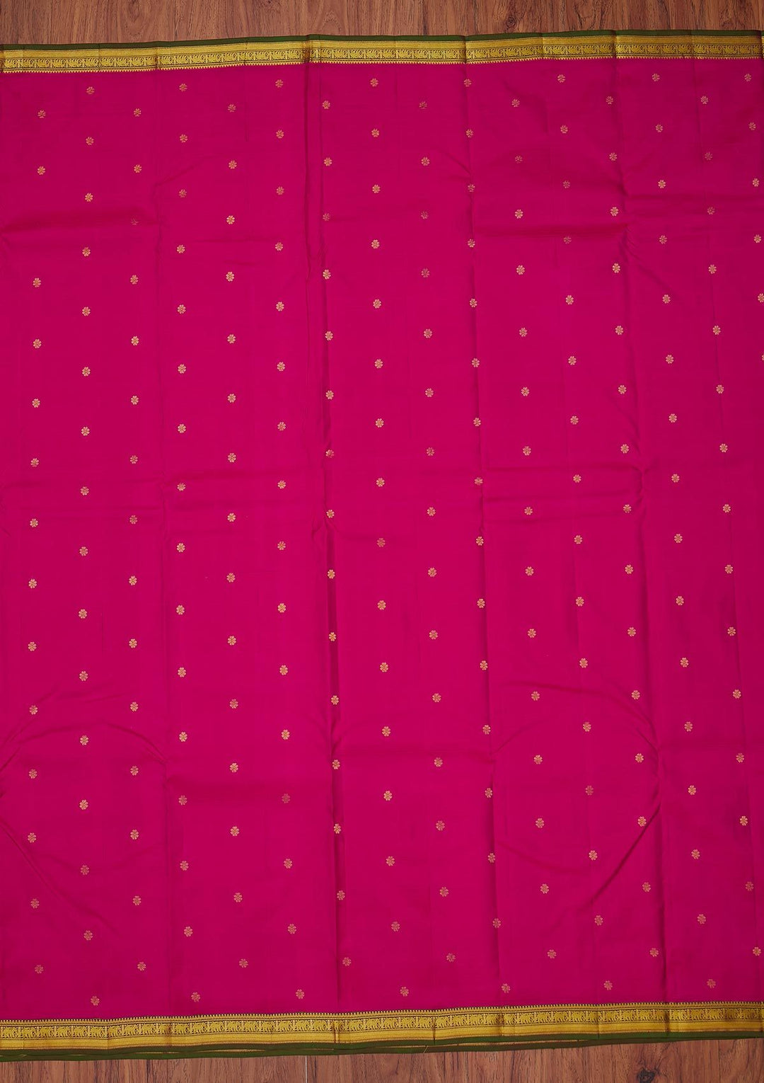 Rani Pink Zariwork Pure Silk Designer Unstitched Saree - Koskii