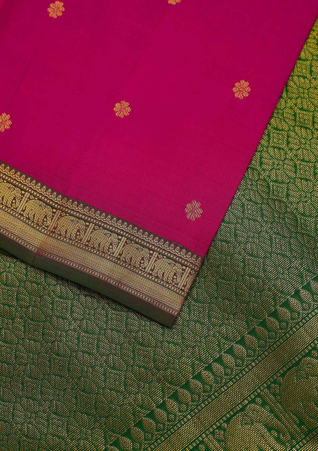 Rani Pink Zariwork Pure Silk Designer Unstitched Saree - Koskii