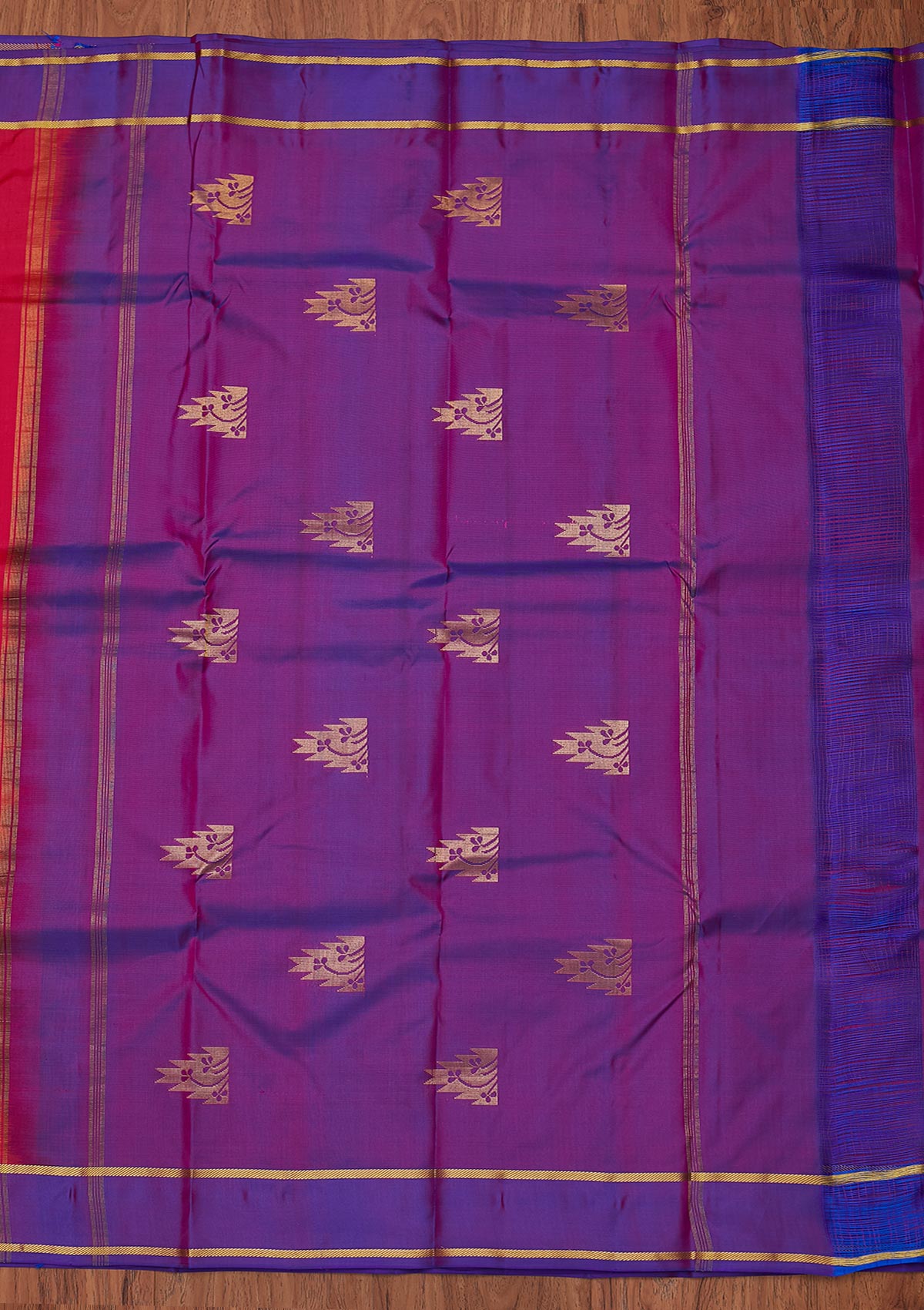 Rani Pink Zariwork Pure Silk Designer Unstitched Saree - Koskii