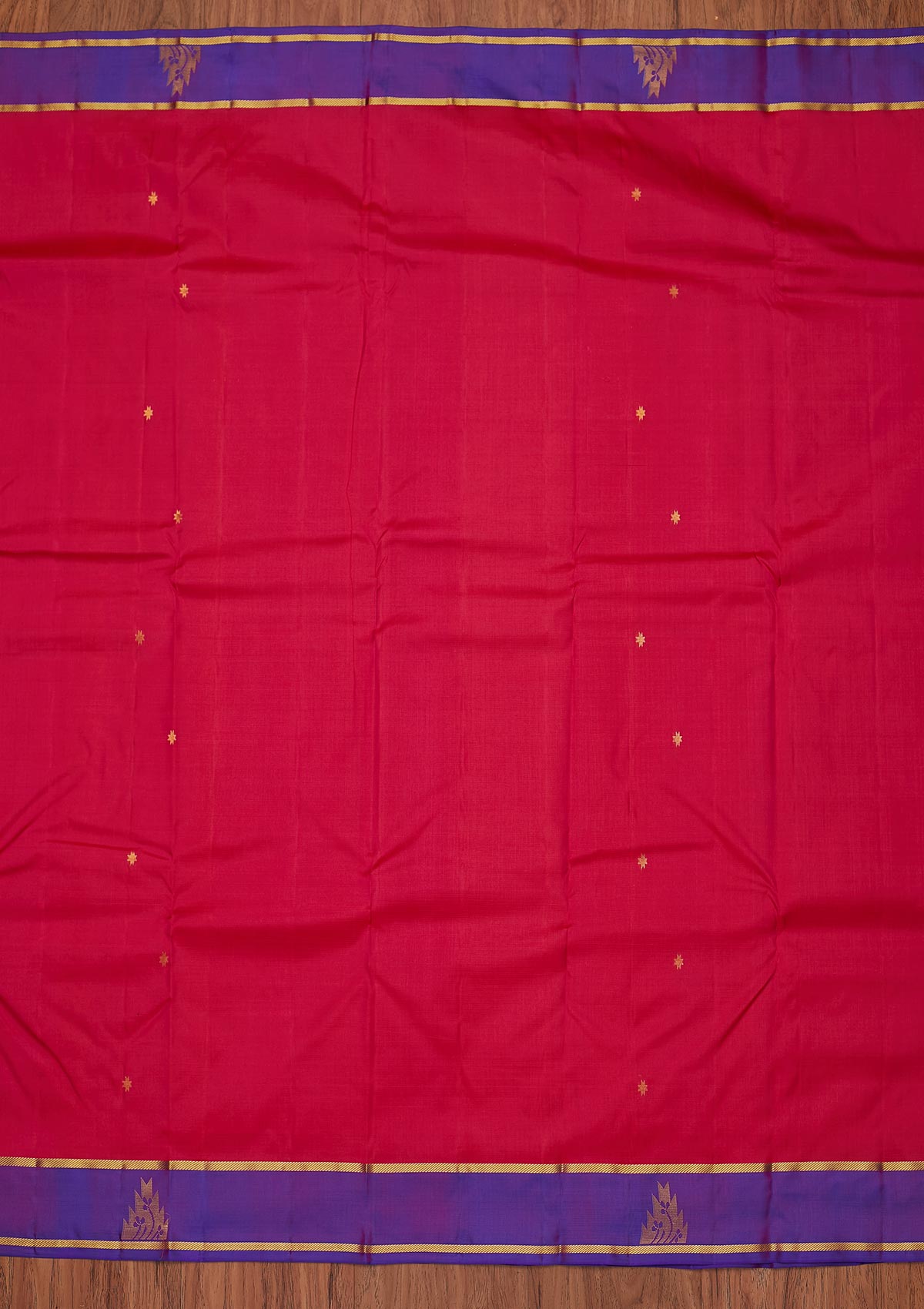 Rani Pink Zariwork Pure Silk Designer Unstitched Saree - Koskii