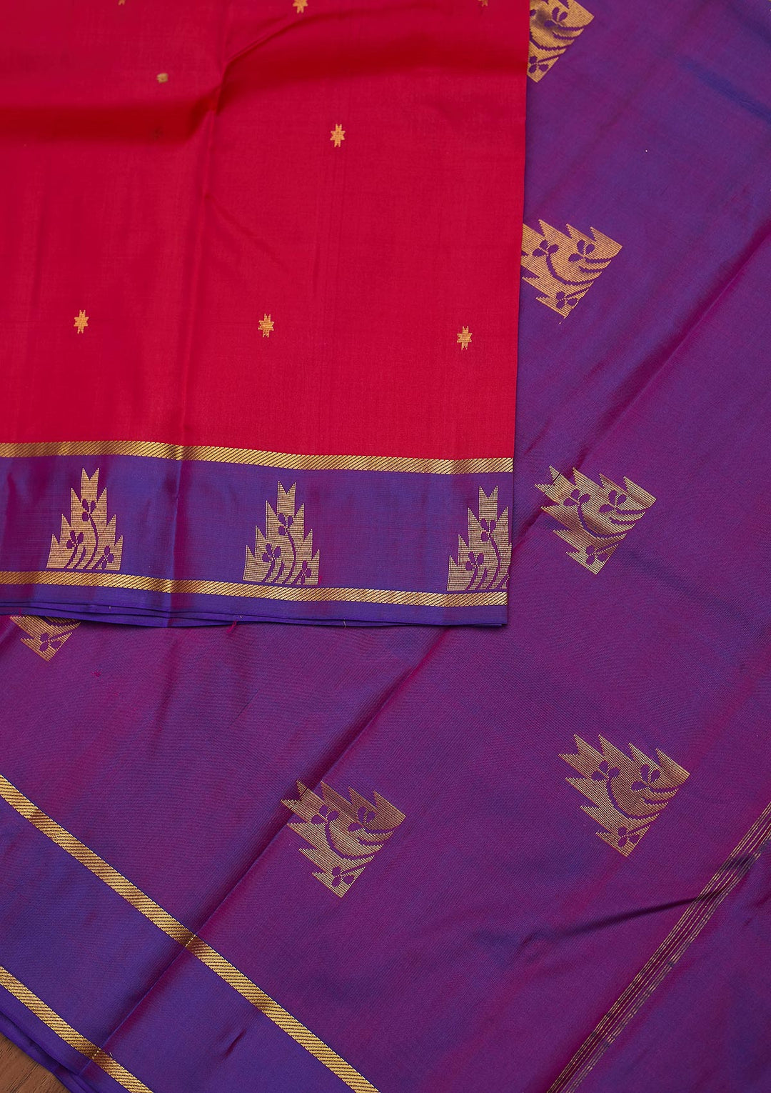 Rani Pink Zariwork Pure Silk Designer Unstitched Saree - Koskii