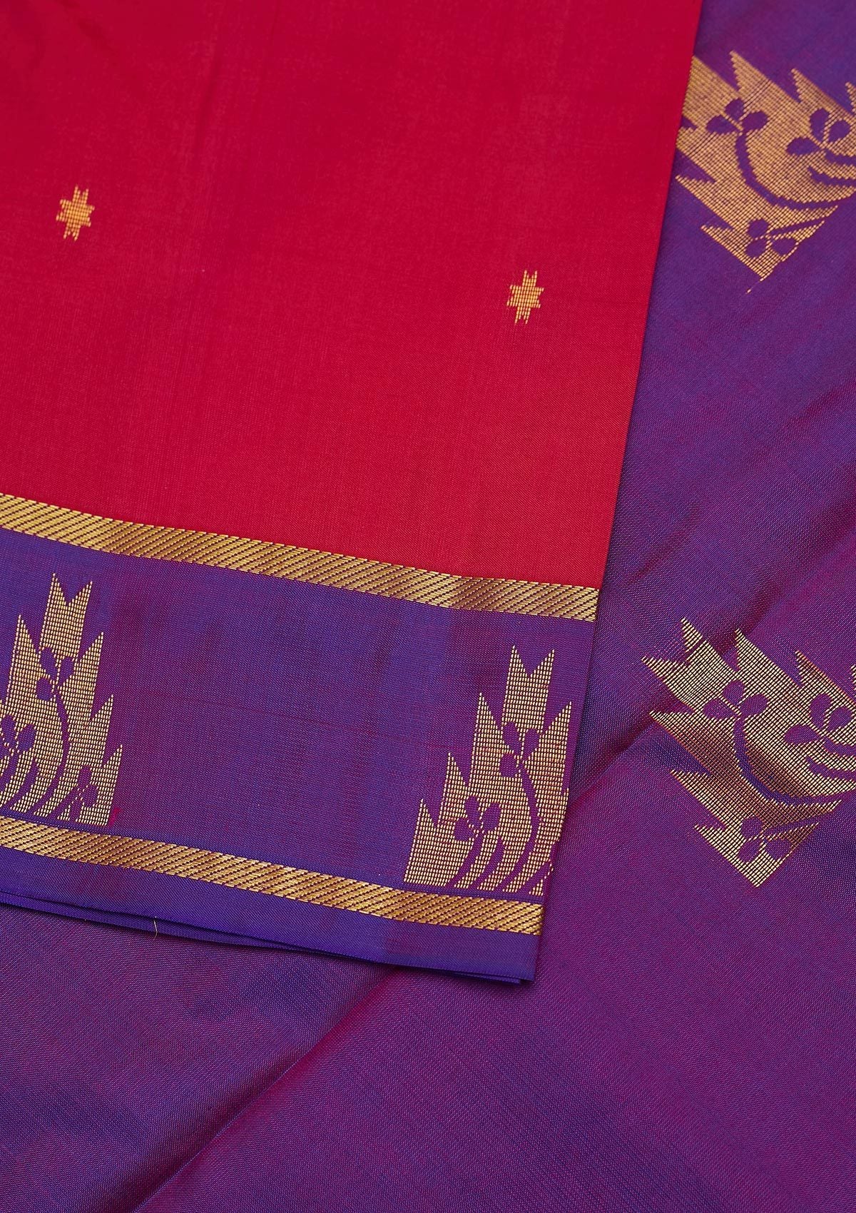 Rani Pink Zariwork Pure Silk Designer Unstitched Saree - Koskii