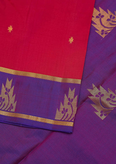 Rani Pink Zariwork Pure Silk Designer Unstitched Saree - Koskii