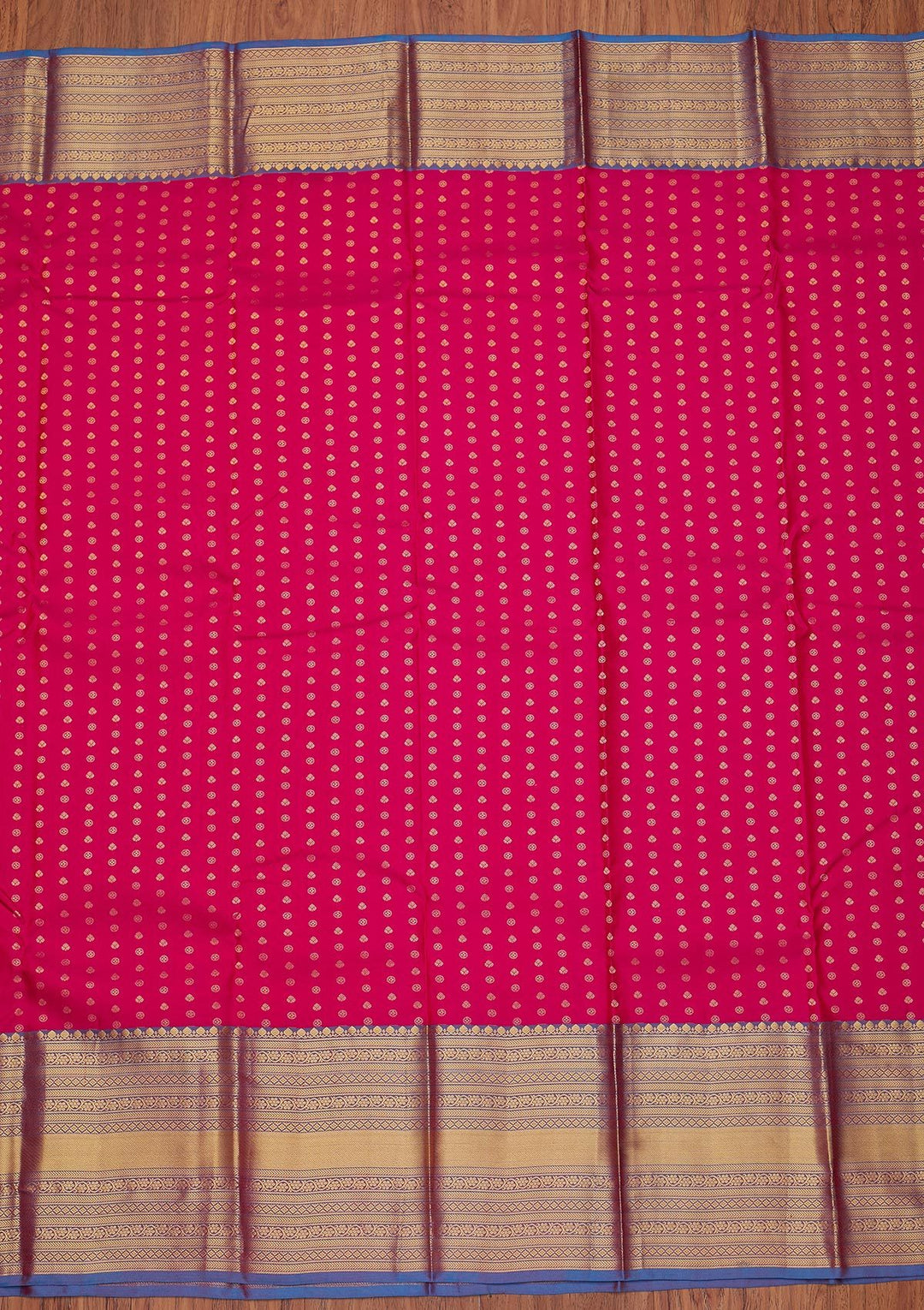 Rani Pink Zariwork Pure Silk Designer Unstitched Saree - Koskii