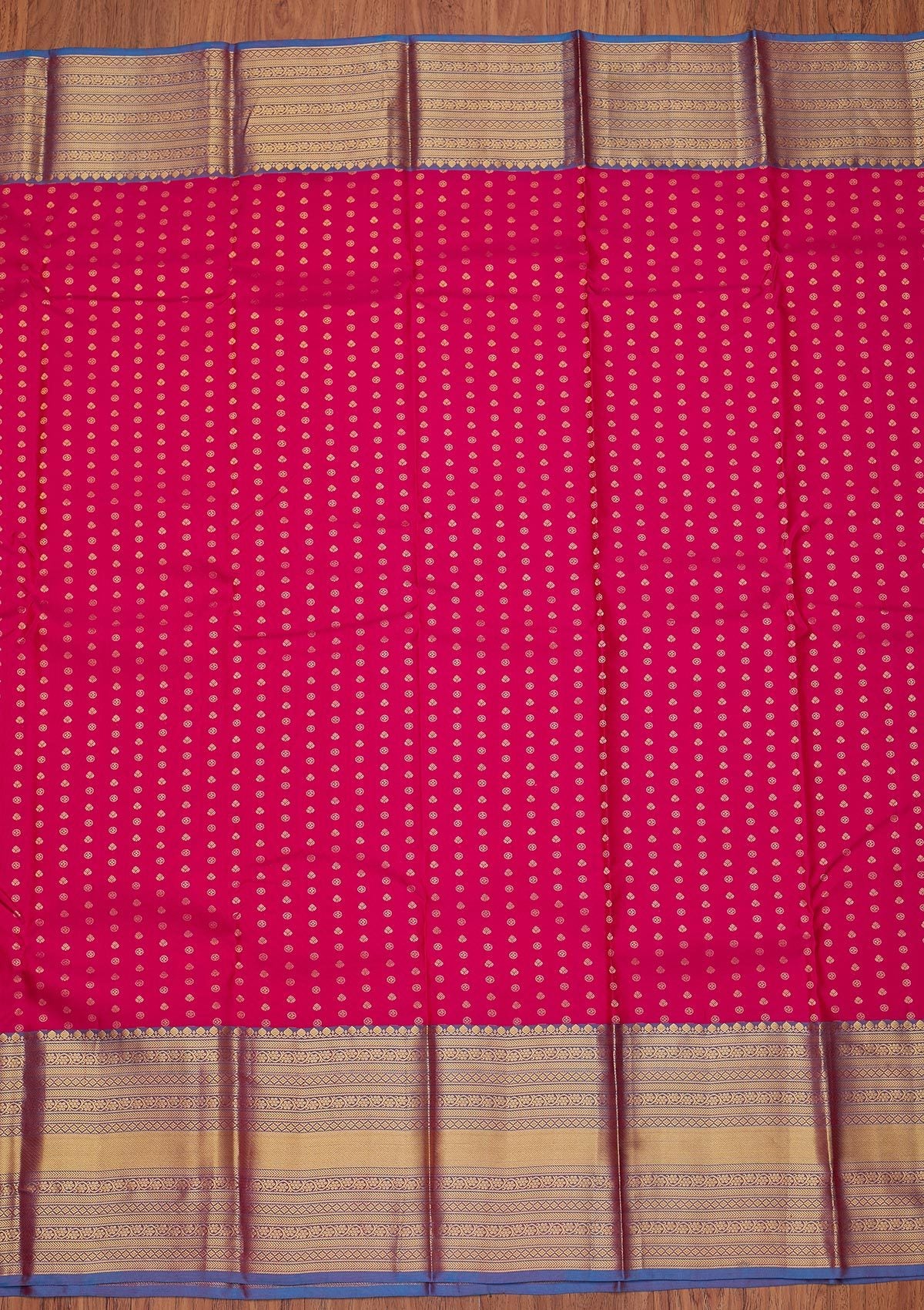Rani Pink Zariwork Pure Silk Designer Unstitched Saree - Koskii