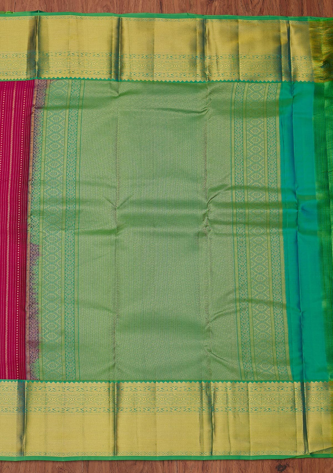 Rani Pink Zariwork Pure Silk Designer Unstitched Saree - Koskii