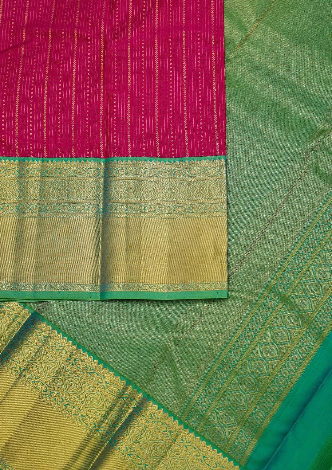 Rani Pink Zariwork Pure Silk Designer Unstitched Saree - Koskii