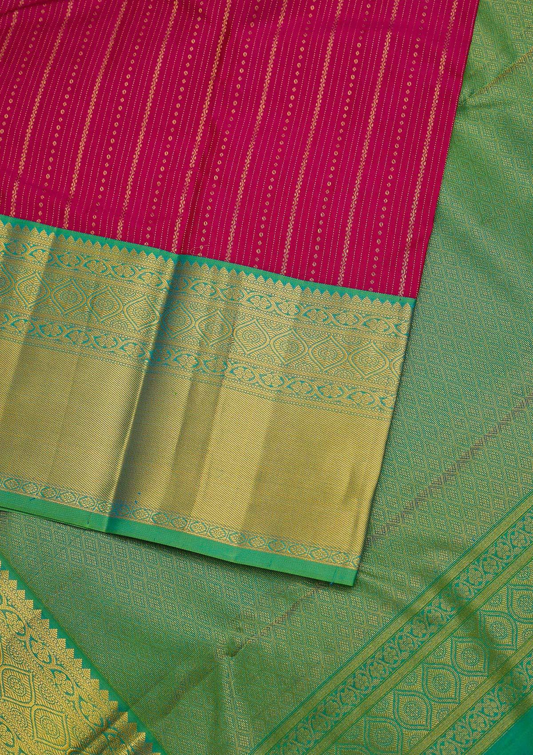 Rani Pink Zariwork Pure Silk Designer Unstitched Saree - Koskii