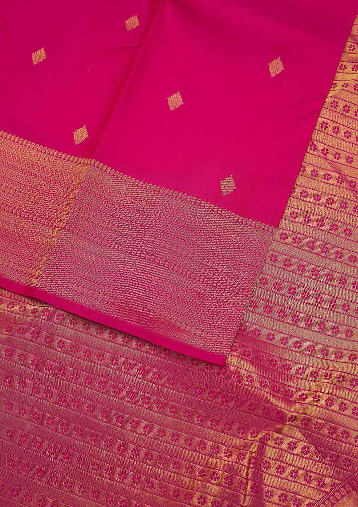Rani Pink Zariwork Pure Silk Designer Unstitched Saree - Koskii