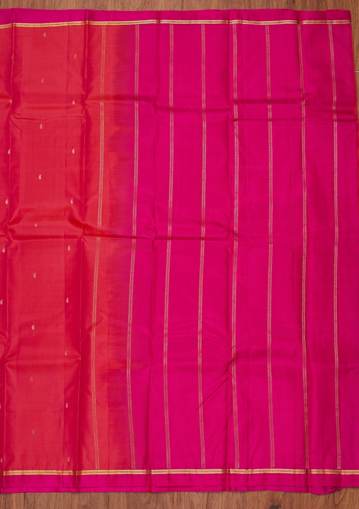 Rani Pink Zariwork Pure Silk Designer Unstitched Saree - Koskii