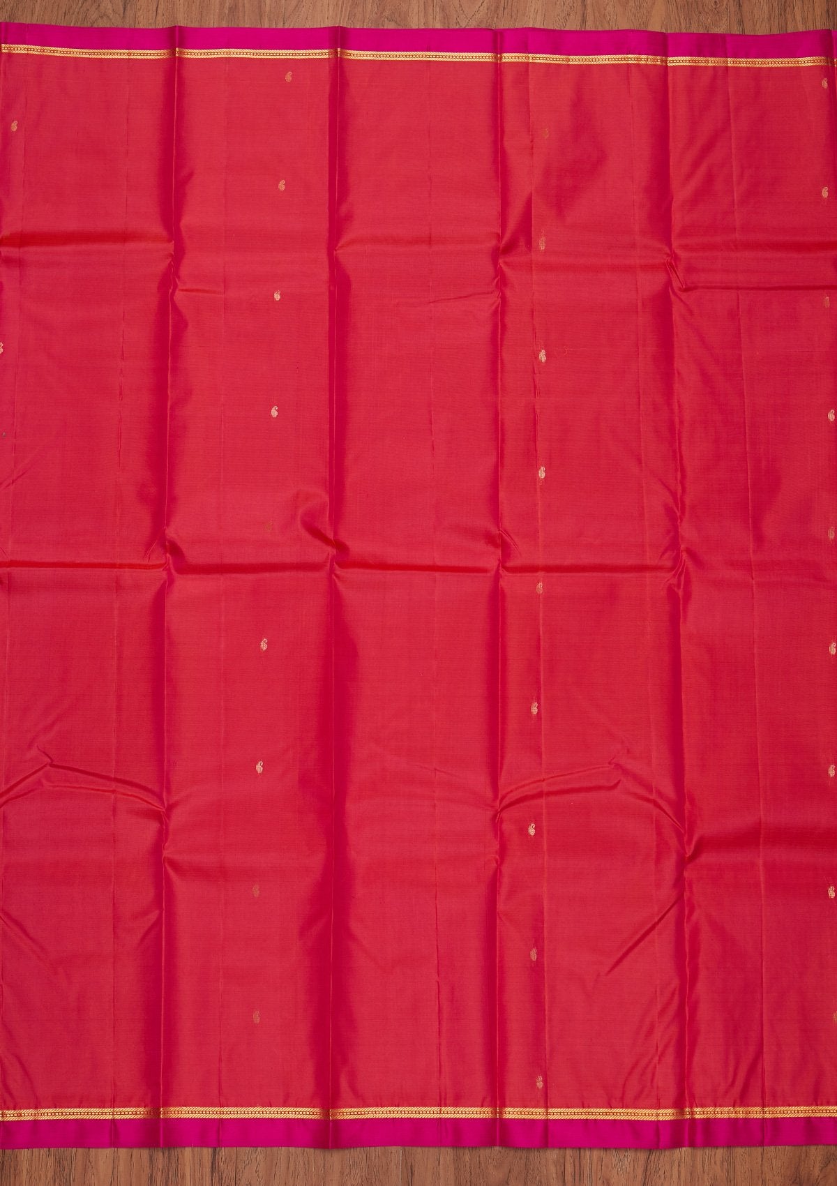 Rani Pink Zariwork Pure Silk Designer Unstitched Saree - Koskii
