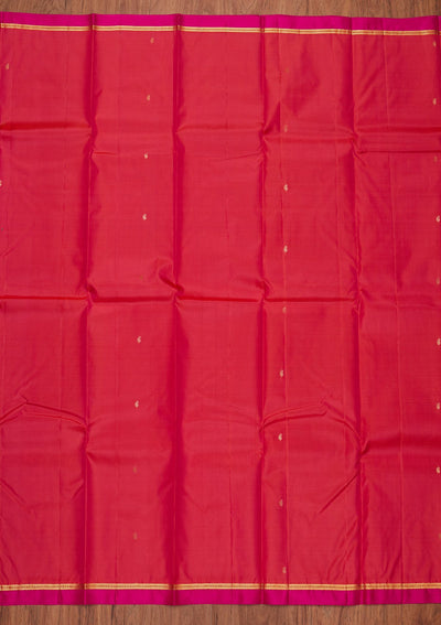 Rani Pink Zariwork Pure Silk Designer Unstitched Saree - Koskii
