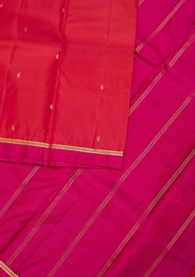 Rani Pink Zariwork Pure Silk Designer Unstitched Saree - Koskii
