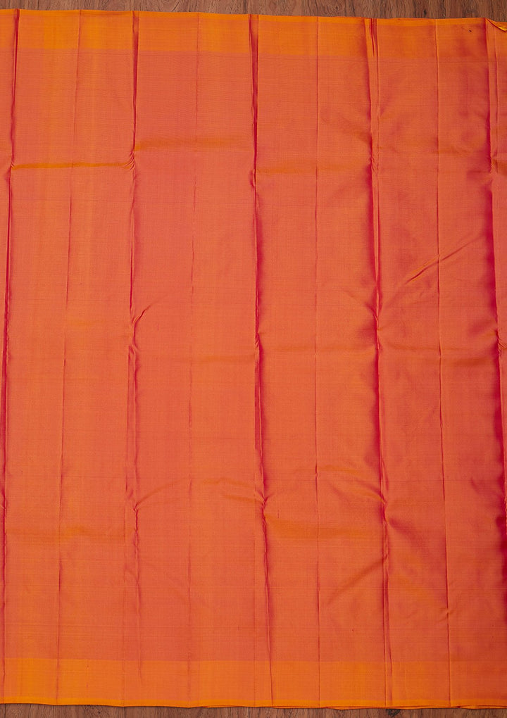 Rani Pink Zariwork Pure Silk Designer Unstitched Saree - Koskii