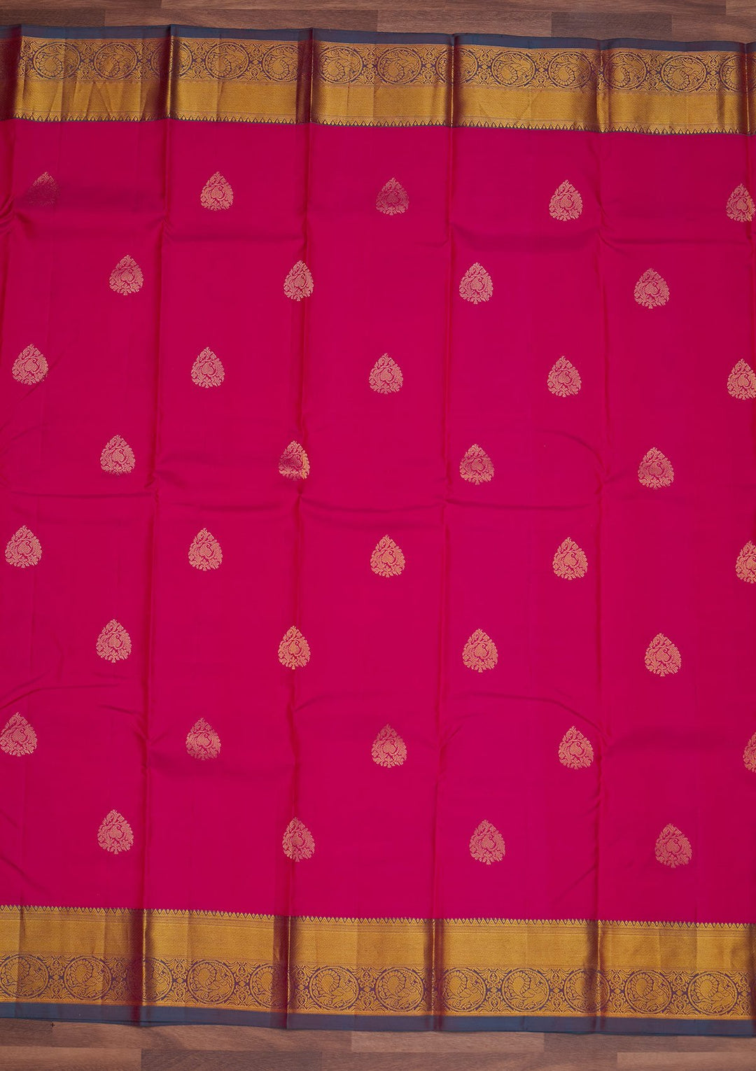 Rani Pink Zariwork Pure Silk Designer Saree - Koskii