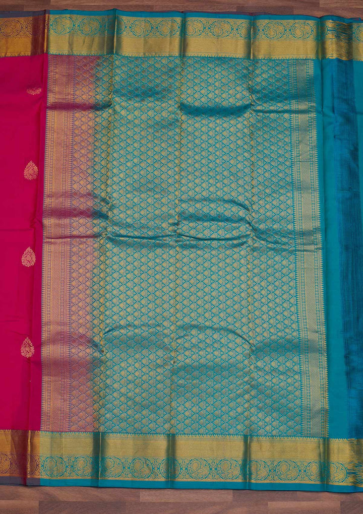 Rani Pink Zariwork Pure Silk Designer Saree - Koskii