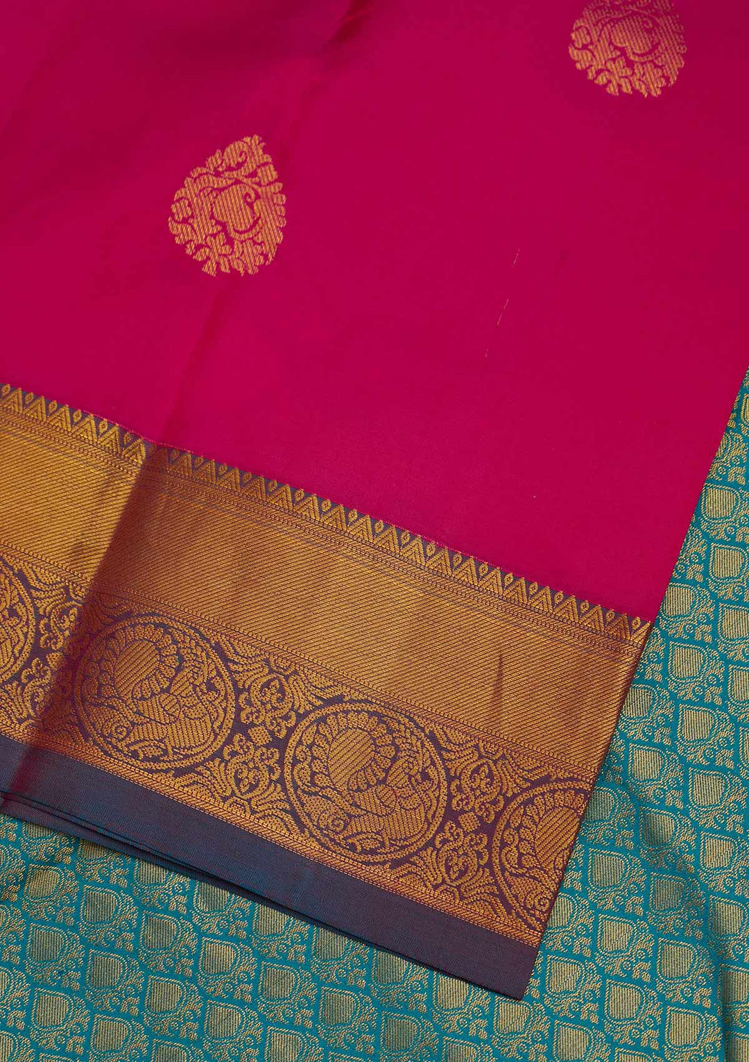 Rani Pink Zariwork Pure Silk Designer Saree - Koskii