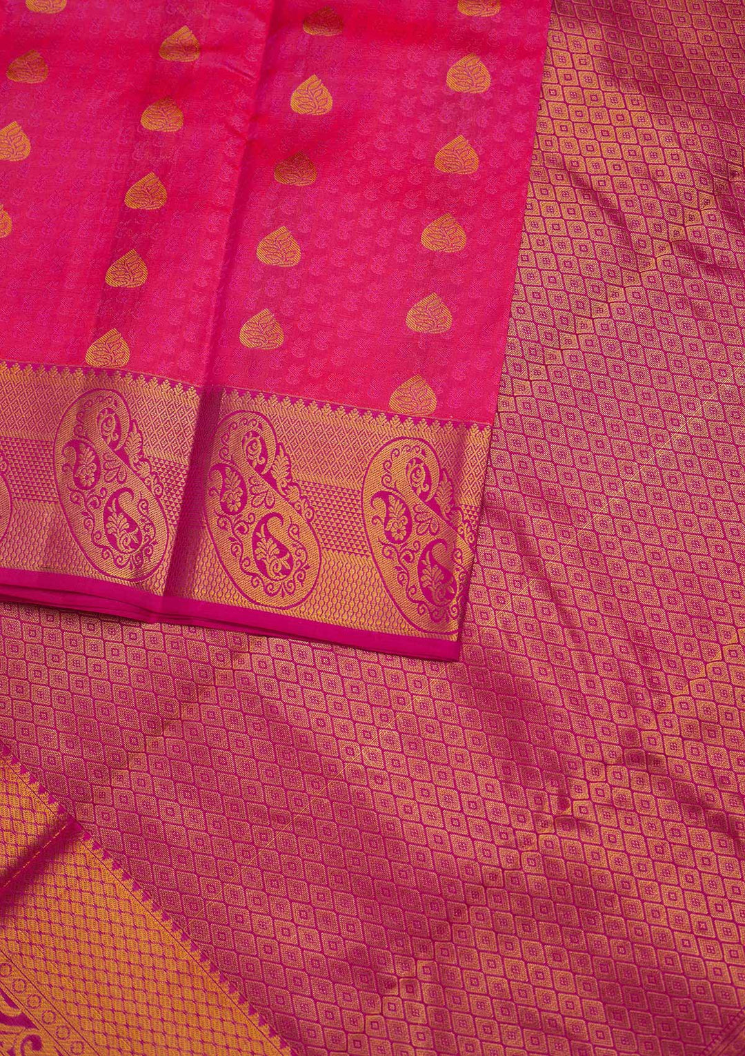 Rani Pink Zariwork Pure Silk Designer Saree - Koskii