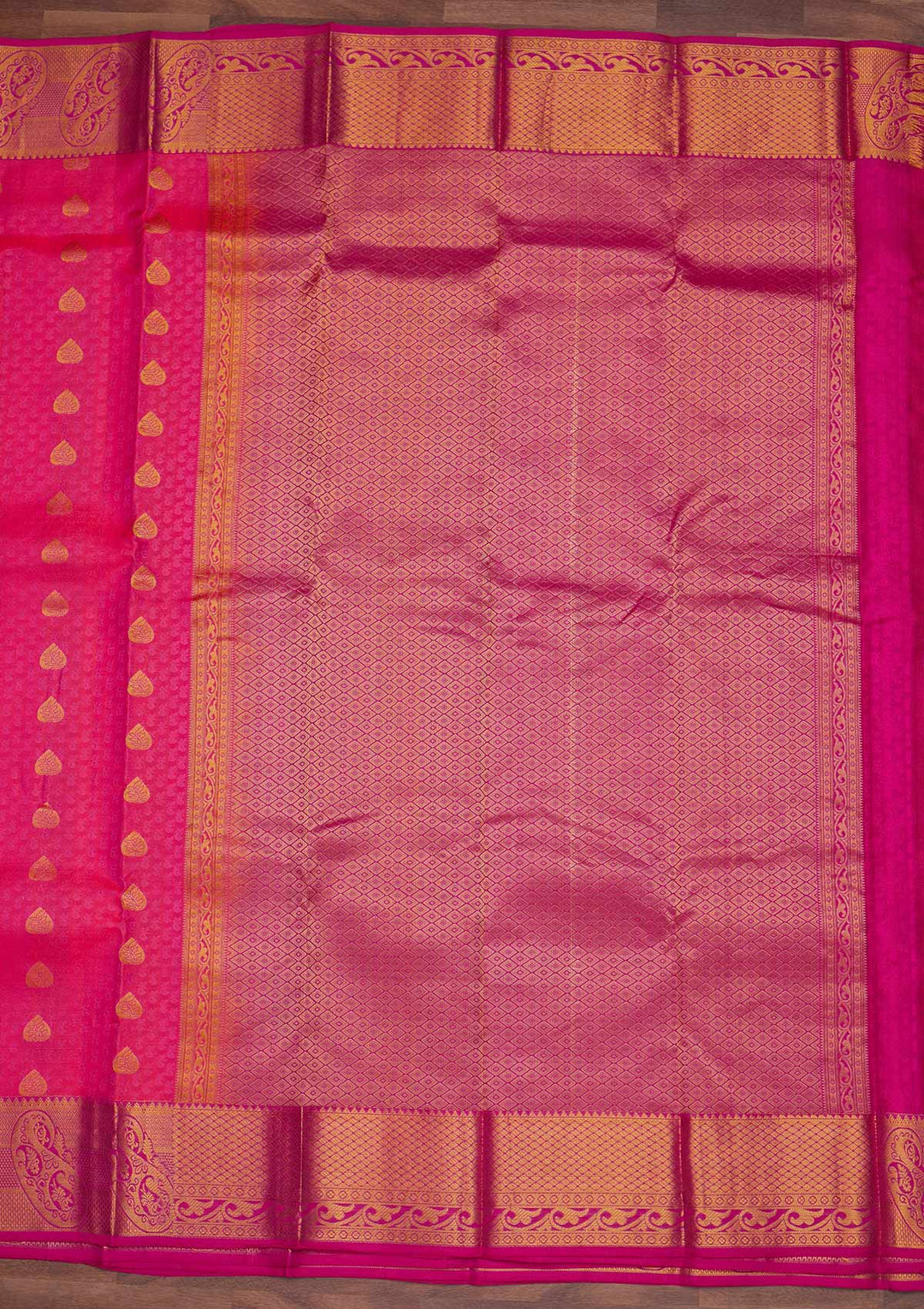 Rani Pink Zariwork Pure Silk Designer Saree - Koskii