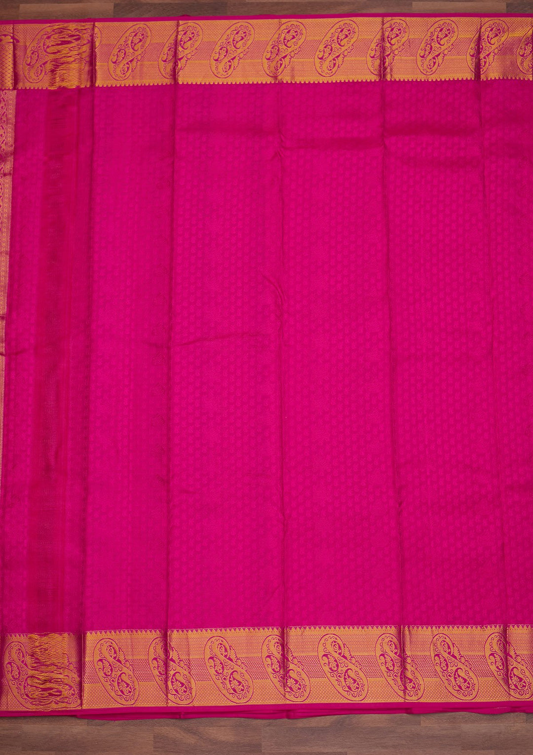Rani Pink Zariwork Pure Silk Designer Saree - Koskii