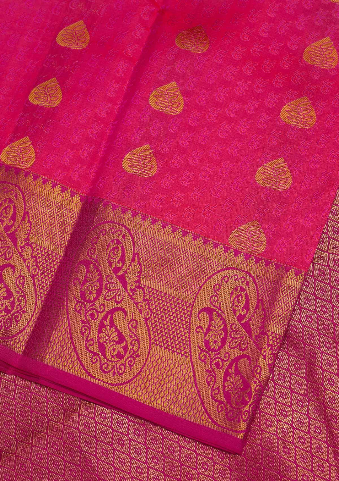 Rani Pink Zariwork Pure Silk Designer Saree - Koskii