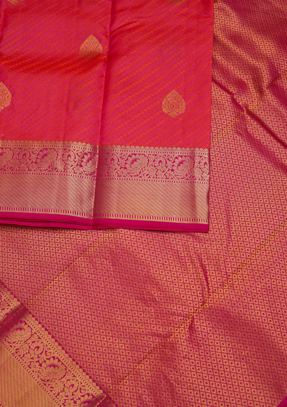 Rani Pink Zariwork Pure Silk Designer Saree - Koskii