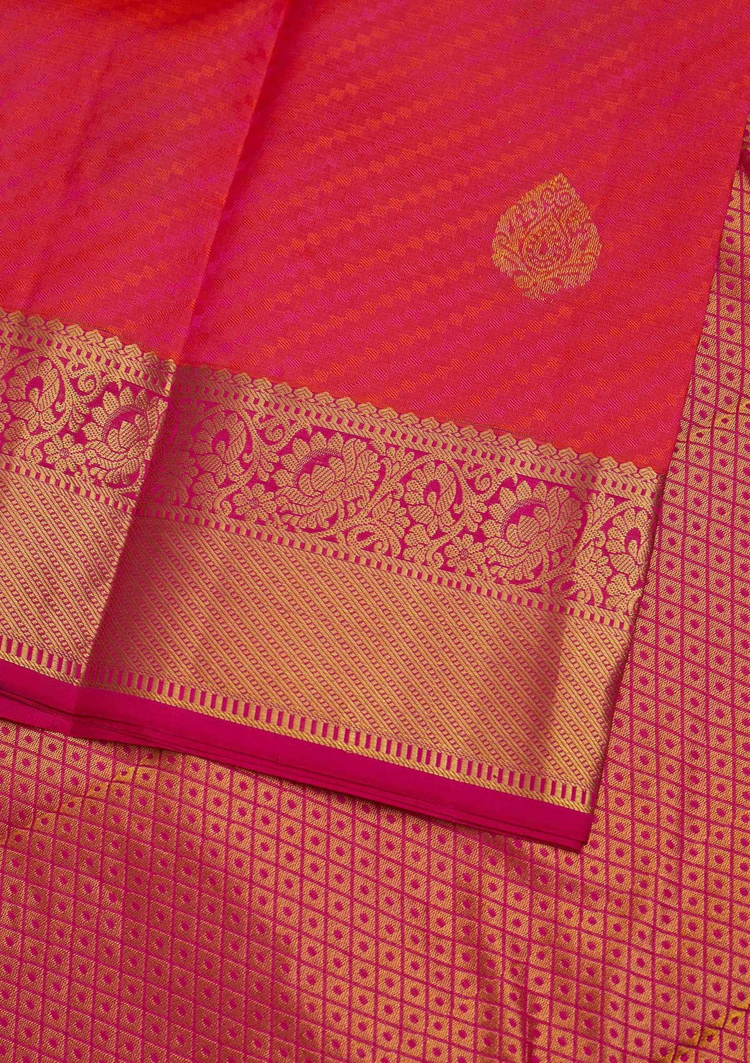 Rani Pink Zariwork Pure Silk Designer Saree - Koskii