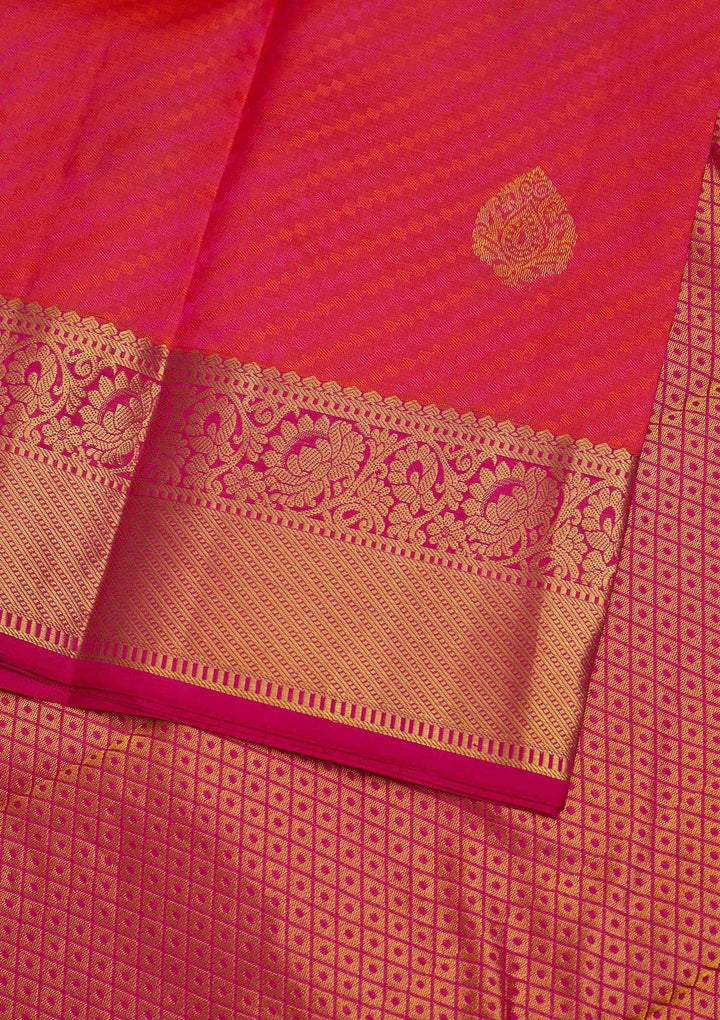 Rani Pink Zariwork Pure Silk Designer Saree - Koskii