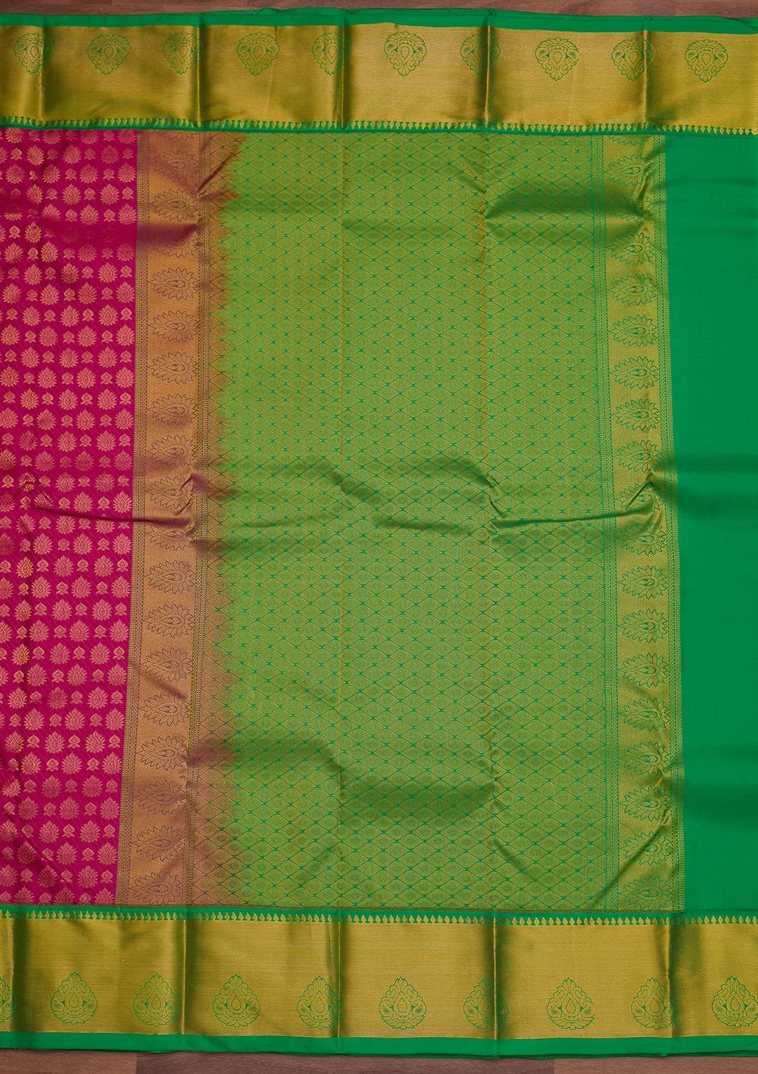 Rani Pink Zariwork Pure Silk Designer Saree - Koskii