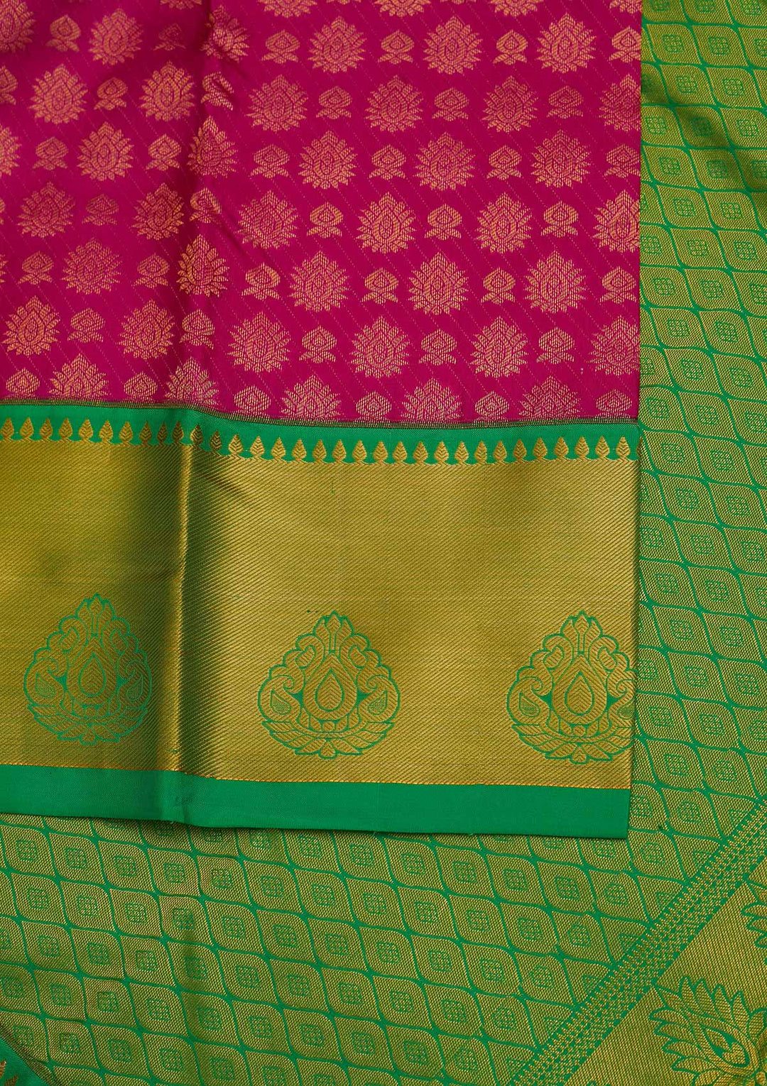 Rani Pink Zariwork Pure Silk Designer Saree - Koskii