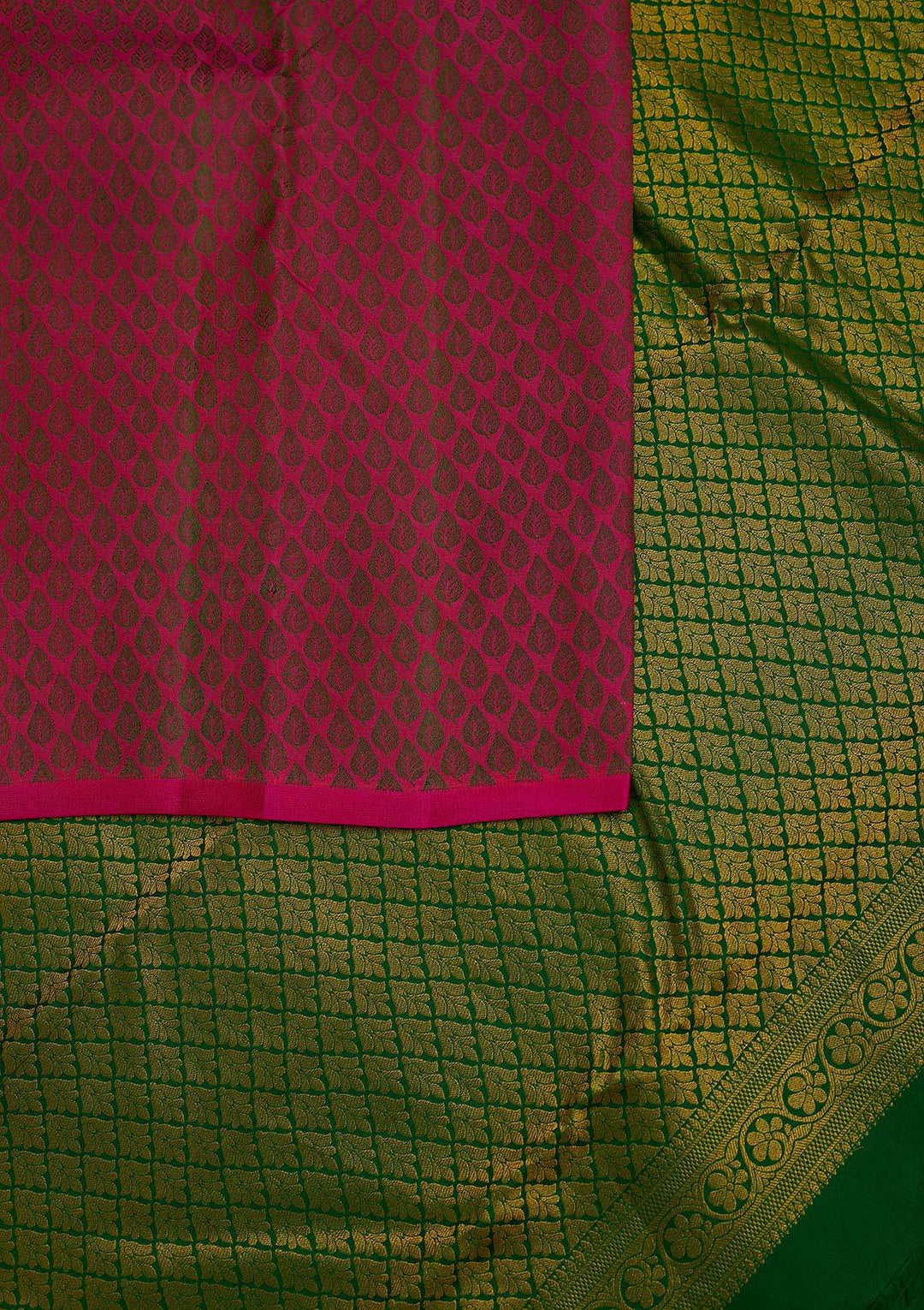 Rani Pink Zariwork Pure Silk Designer Saree - Koskii
