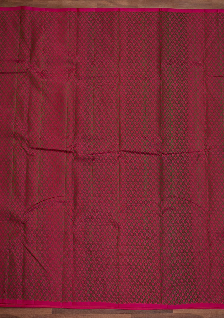 Rani Pink Zariwork Pure Silk Designer Saree - Koskii