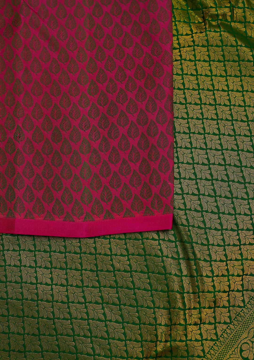 Rani Pink Zariwork Pure Silk Designer Saree - Koskii