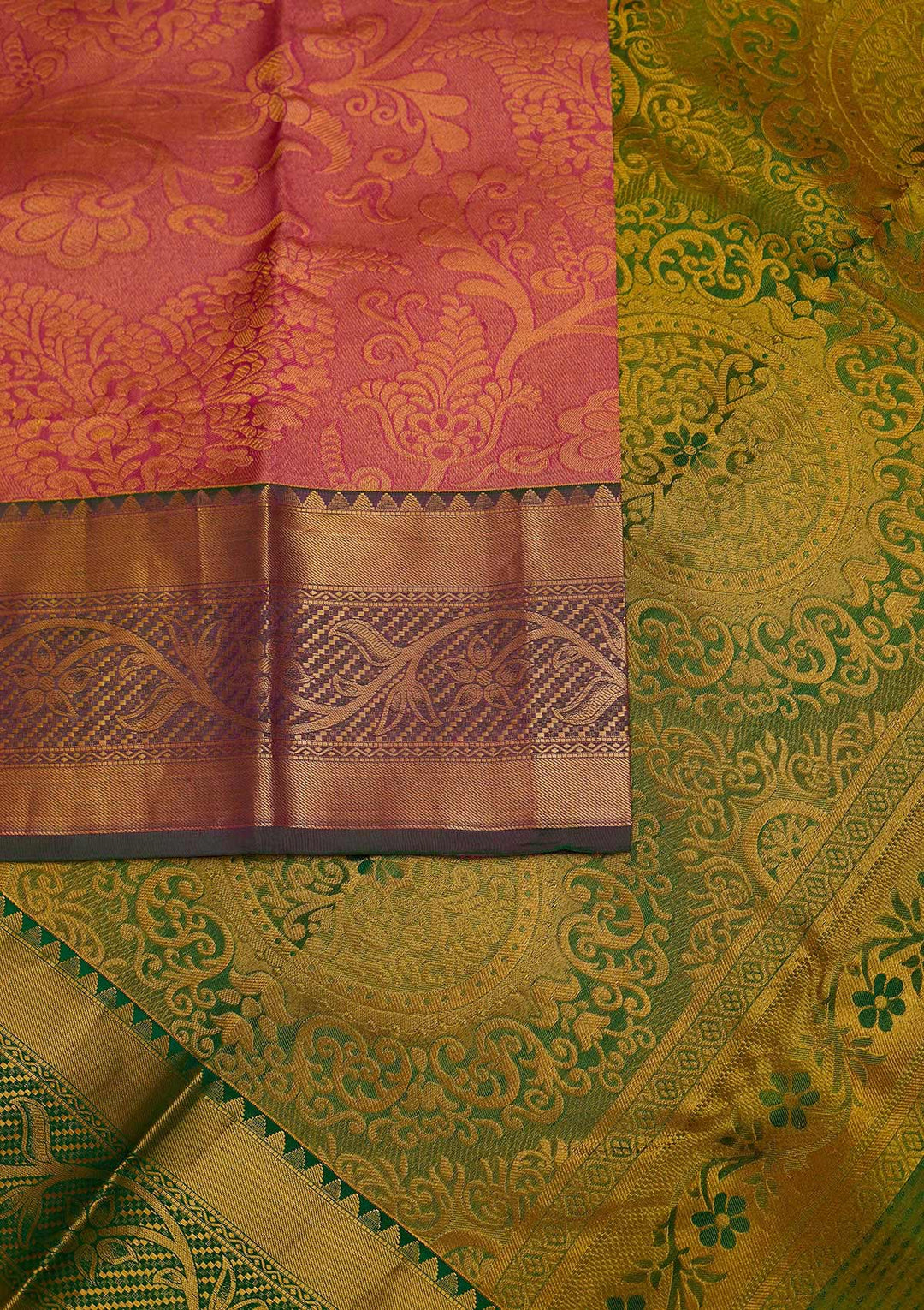 Rani Pink Zariwork Pure Silk Designer Saree - Koskii