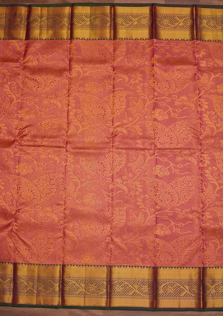 Rani Pink Zariwork Pure Silk Designer Saree - Koskii