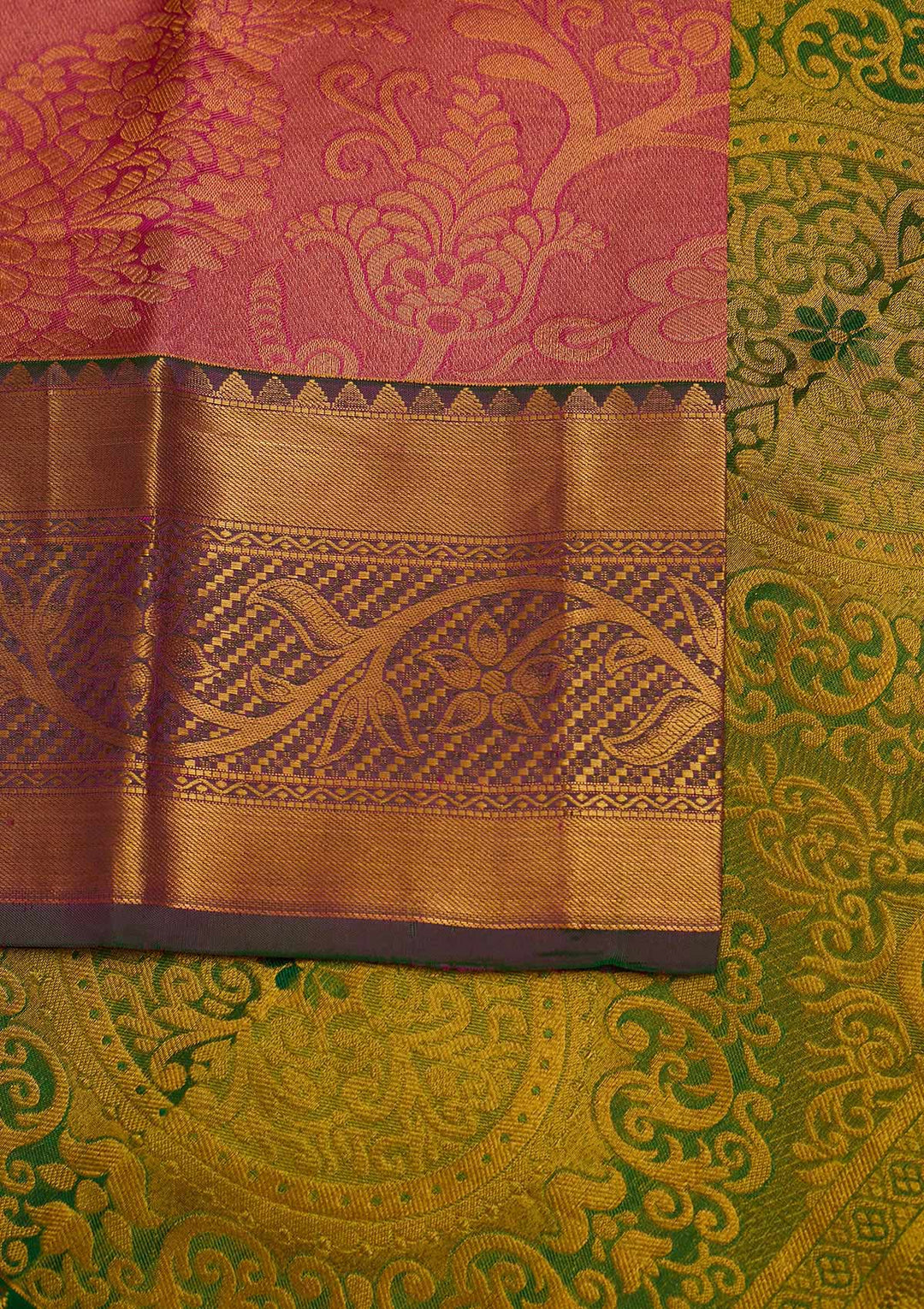 Rani Pink Zariwork Pure Silk Designer Saree - Koskii