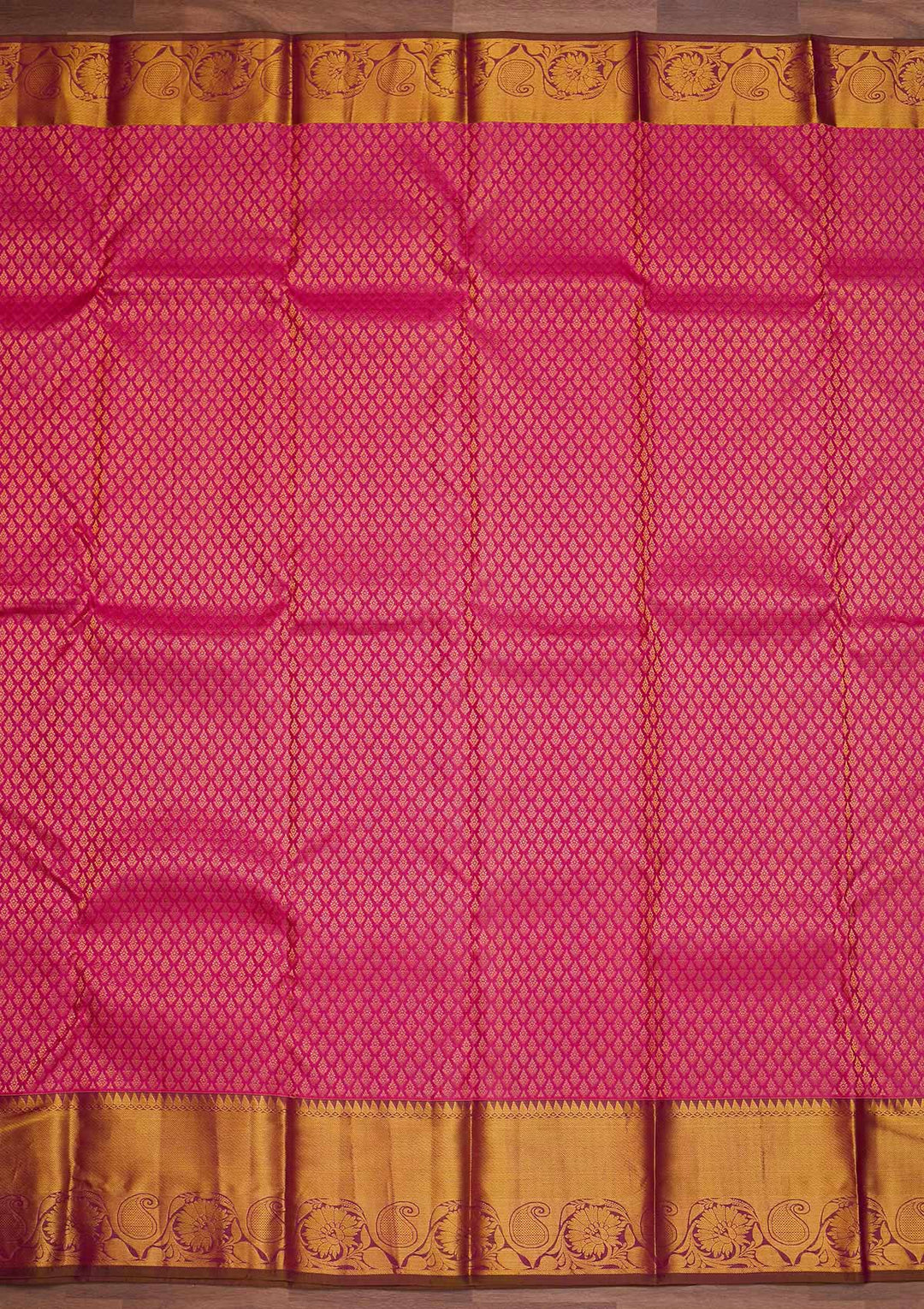 Rani Pink Zariwork Pure Silk Designer Saree - Koskii