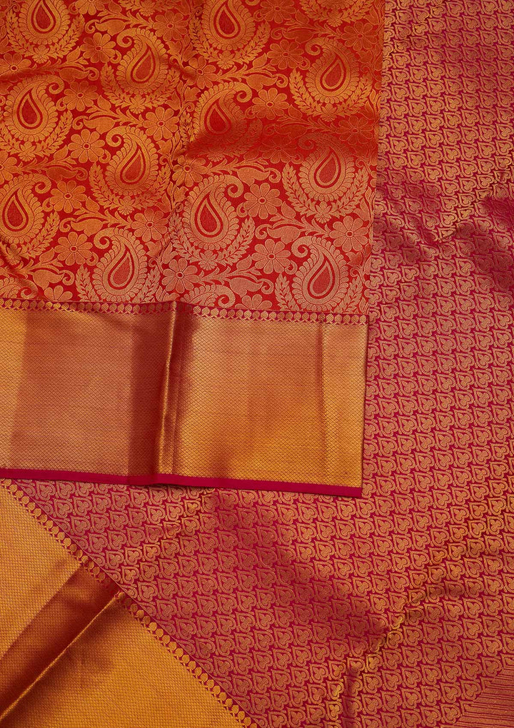 Rani Pink Zariwork Pure Silk Designer Saree - Koskii