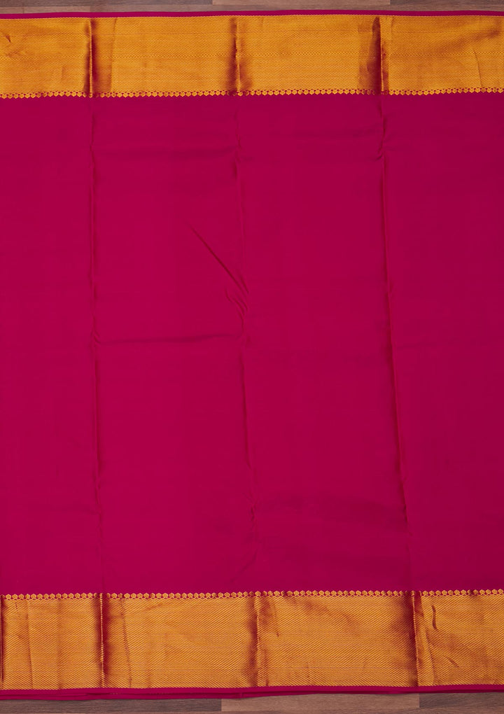 Rani Pink Zariwork Pure Silk Designer Saree - Koskii