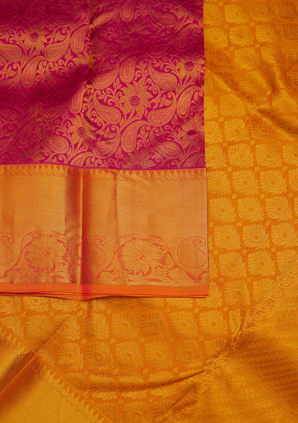 Rani Pink Zariwork Pure Silk Designer Saree - Koskii