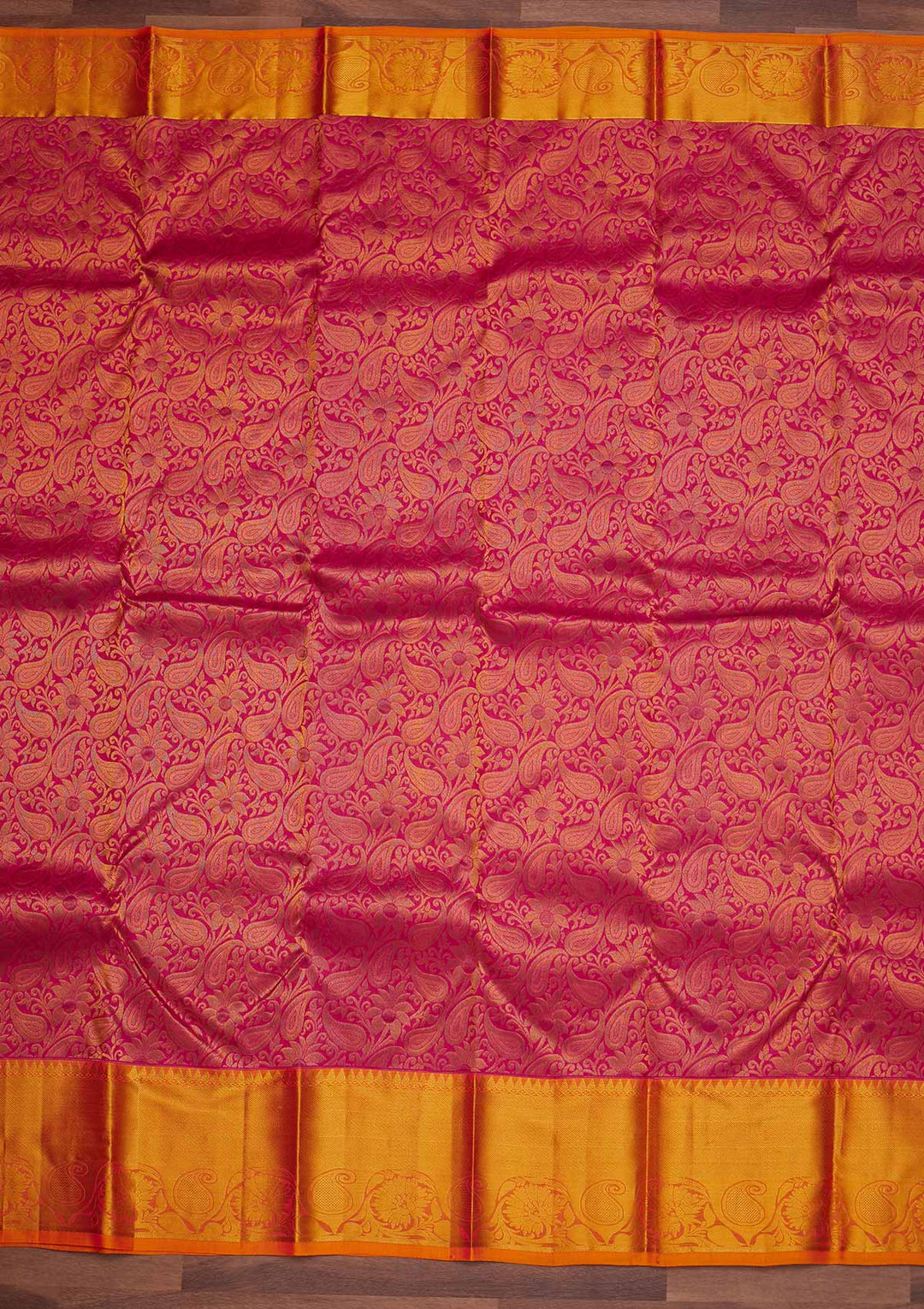 Rani Pink Zariwork Pure Silk Designer Saree - Koskii