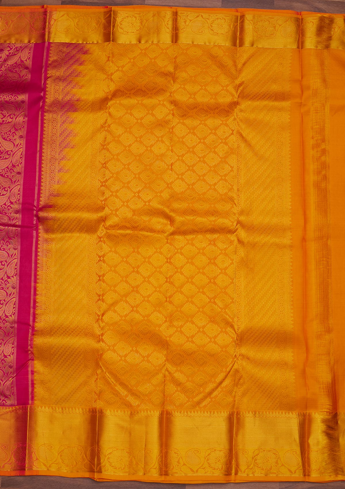 Rani Pink Zariwork Pure Silk Designer Saree - Koskii